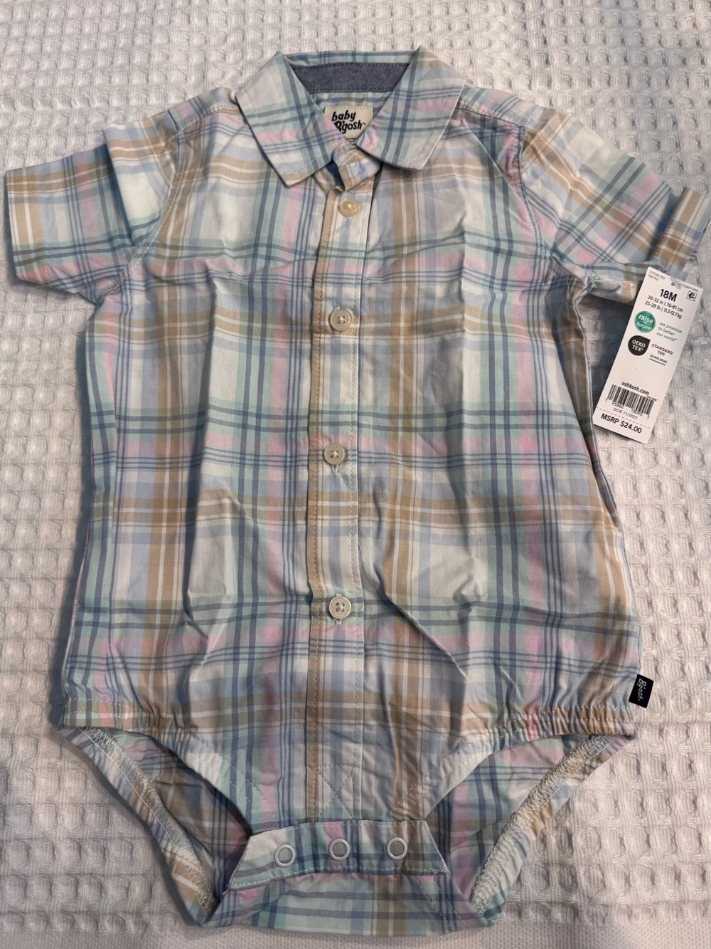 Baby B'Gosh Baby Boy Plaid Button Front Bodysuit - 18 months